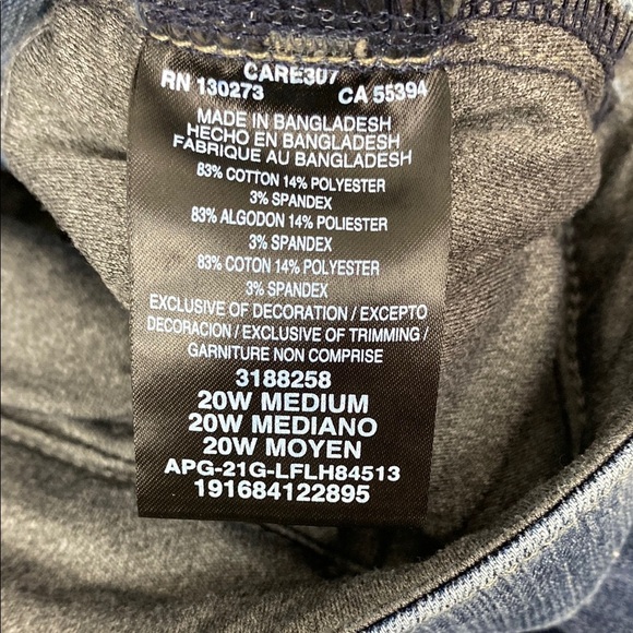 Lee Straight Leg Jeans Blue Slim Fit Mid Rise Size 20W - Picture 10 of 10